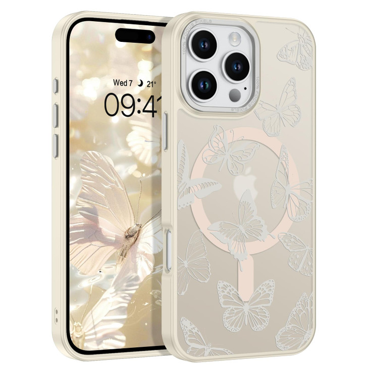 BENTOBEN Magnetic for iPhone 16 Pro Case [Compatible with Magsafe] Translucent Matte Butterfly Phone Case iPhone 16 Pro Slim Shockproof Women Girls P