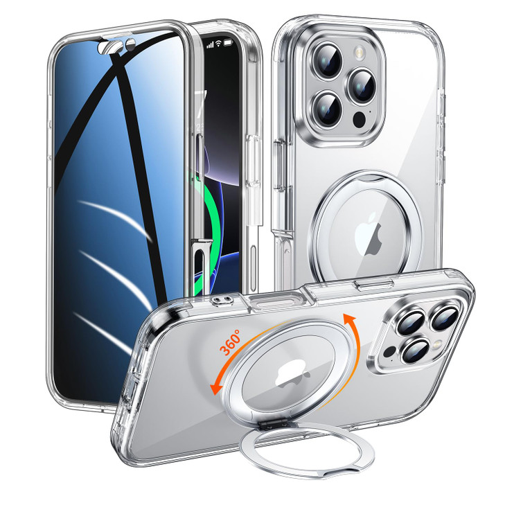 WASTROYAL Privacy Case for iPhone 16 Pro Max with 360°Stand [Built-in Anti Peeping Screen Protector] [Compatible with MagSafe] [Magnetic Ring ] Full