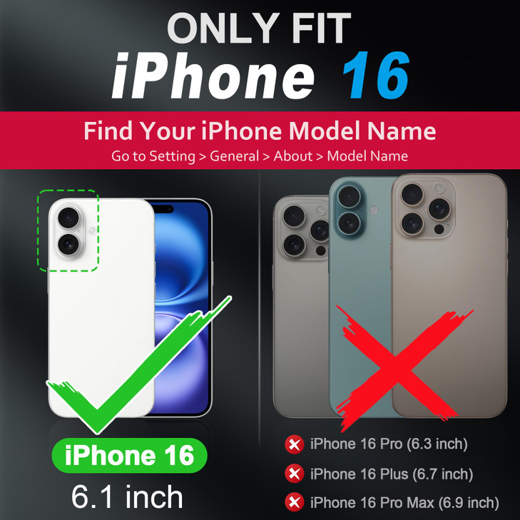 SHIELDON Case for iPhone 16 6.1" 2024, Genuine Leather Flip Wallet Case Magnetic RFID Blocking Card Holder Kickstand Shockproof TPU Protective Phone