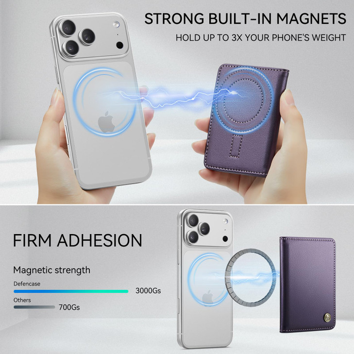 Defencase for Magsafe Wallet Magnetic Card Holder RFID Blocking, PU Leather Minimalist Phone Wallet for MagSafe Phones and Cases for iPhone 17/16/ 15