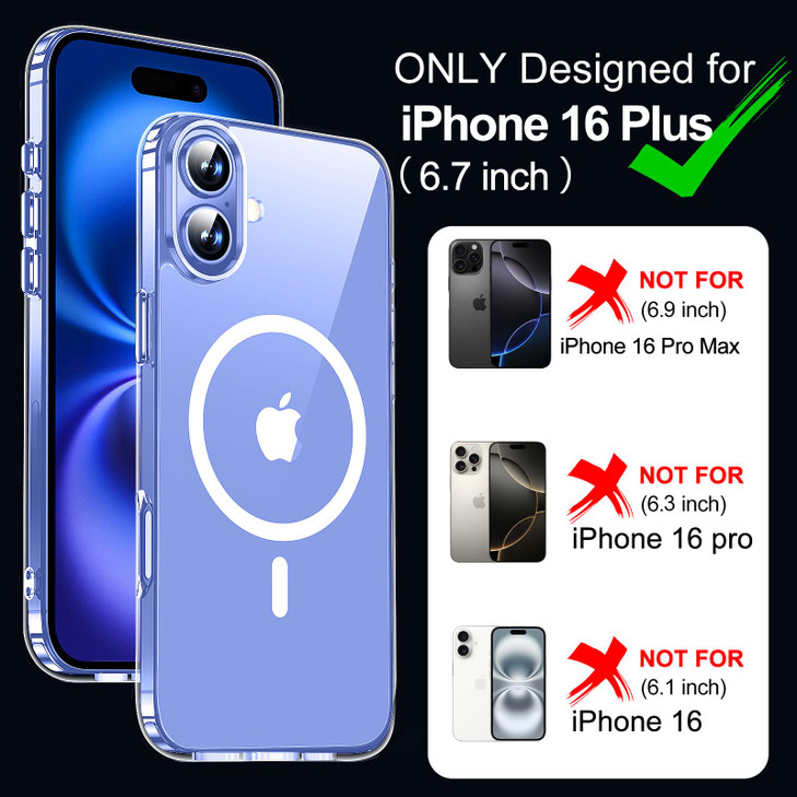 PITCHESSY for iPhone 16 Plus Case with Screen & Lens Protector,[Compatible with Magsafe] Military-Grade Protection,Magnetic Phone Case for iPhone 16