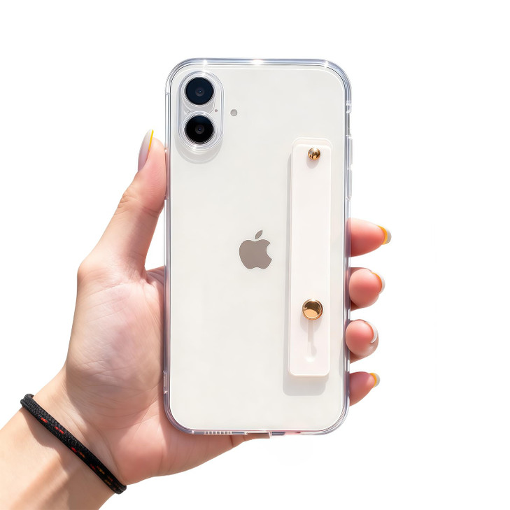 siduater Case for 6.7" iPhone 16 Plus with Wrist Strap Kickstand, Shockproof Translucent PC Back Cover + Soft TPU Bumper with Adjustable Hand Grip Lo