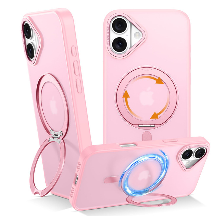 DOMAVER Magnetic Case for iPhone 16 6.1" with 360° Rotatable Stand [Compatible with Mag Safe], Translucent Matte Military Protection Shockpfoof Prote