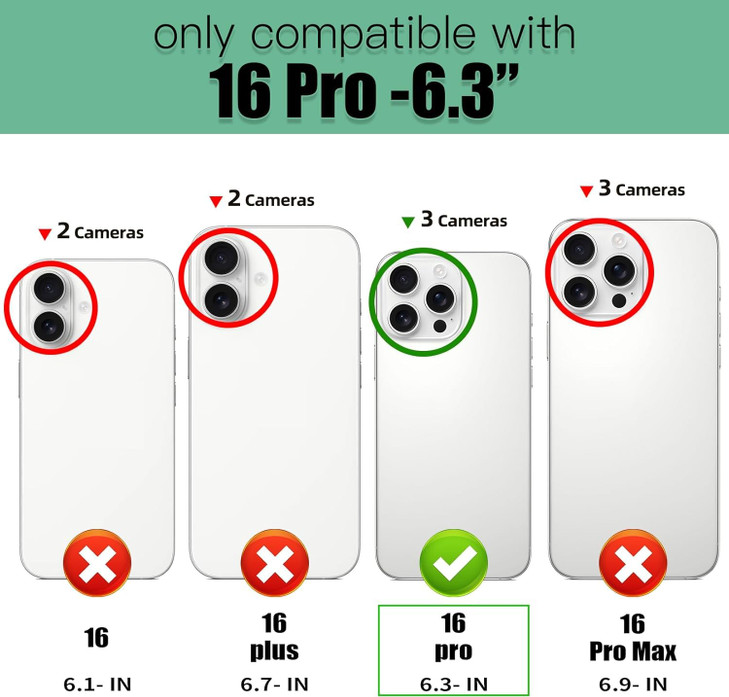 Furiet Argyle Wallet Case Compatible with iPhone 16 Pro 6.3 inch with Wrist Strap Shoulder Strap, 9+ Card Slot Zipper Purse Luxury PU Leather Stand C