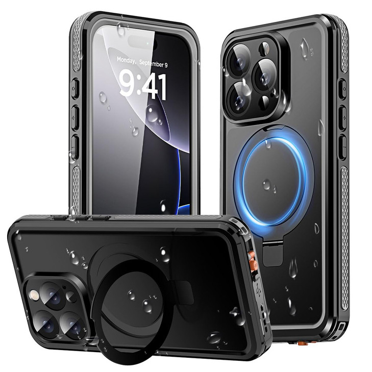 AICase Magnetic for iPhone 16 Pro Case Waterproof Magsafe[Ring Invisible Stand & Screen Protector][IP68 Underwater][Dropproof][Dustproof][Real 360] S