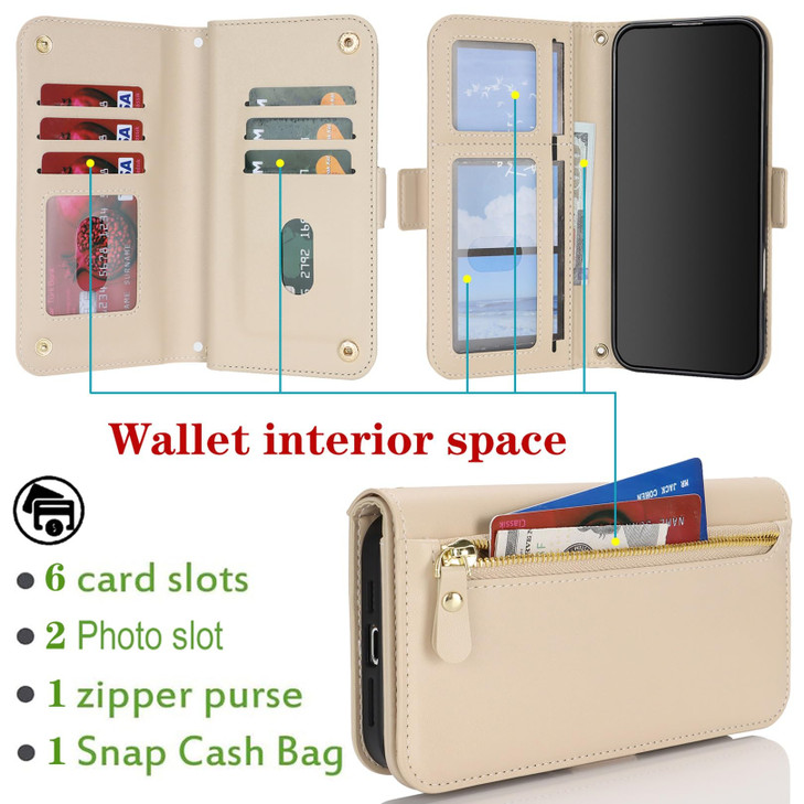 Jaorty Case for iPhone 16 Pro Max Phone Case with Card Holder for Women,Phone Case Wallet for iPhone 16 Pro Max with Wrist Strap,PU Leather Zipper Po