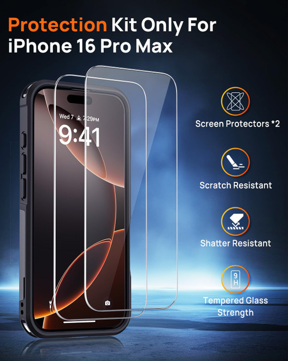 Lanhiem for iPhone 16 Pro Max Case Magnetic, [2 Pack Tempered Glass Screen Protector][Compatible with MagSafe][Military Grade Shockproof] Heavy Duty