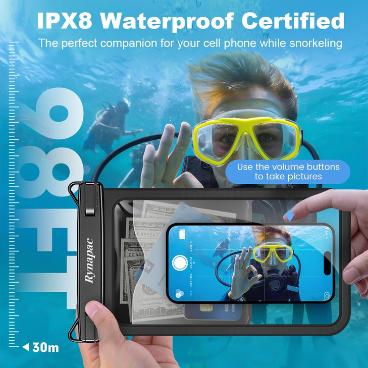 [Up to 10"] Large Waterproof Phone Pouch Bag - 2 Pack IPX8 Waterproof Phone Case for iPhone 17 16 15 Pro Max Galaxy S25 S24 Ultra, Touchscreen & Unde
