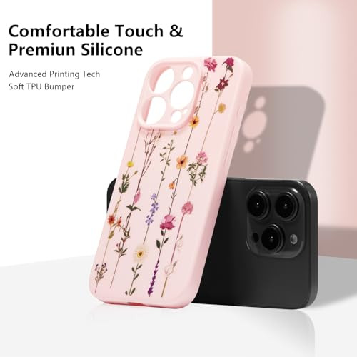 ZTOFERA Floral Case for iPhone 15 Pro Max 6.7",Cute Flower Pattern Case for Girls Women,Flexible Silicone Protective Slim Shockproof Bumper Phone Cov