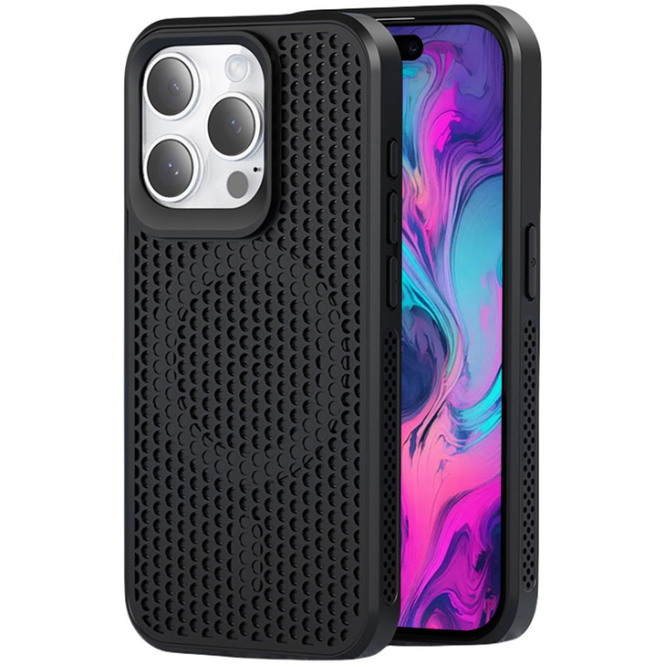 CCSmall for iPhone 16 Pro Max Heat Dissipation Case with Magnetic Ring, Mesh Breathable Hollow Cellular Hole Slim Phone Case Cover for iPhone 16 Pro