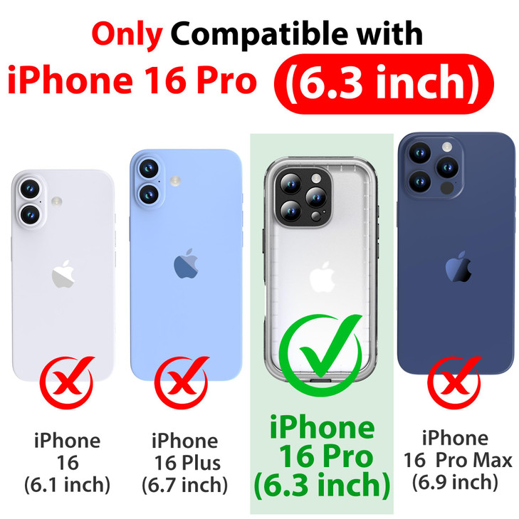 SPORTLINK for iPhone 16 Pro Case Waterproof - Built in Screen Protective, IP68 Underwater /6.6FT Military Dropproof/Dustproof/Full Body Phone Case 6.