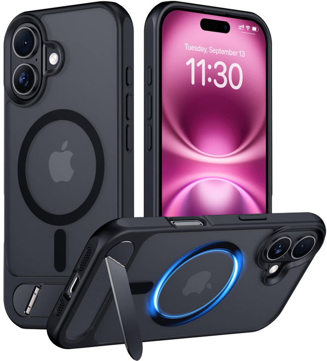 Temdan Magnetic Compatible with iPhone 16 Plus Case, [Built-in Invisible Kickstand][Compatible with MagSafe] [Military Grade Shockproof] Slim Translu