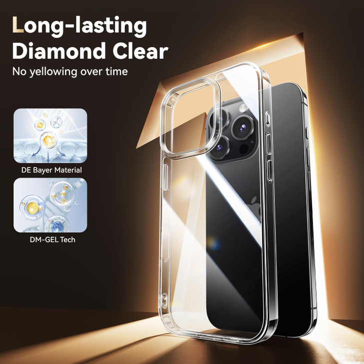 Opxyl Not Yellowing for iPhone 16 Pro Max Case Clear, 360° Protection with 2X Screen Protector + 2X Camera Lens Protector, Mil-Grade Shockproof Phone