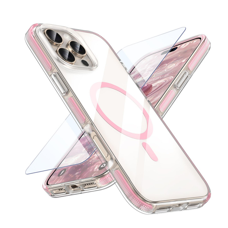 MATEPROX Magnetic Clear Compatible with iPhone 16 Pro Max Case[2024],[Compatible with MagSafe][Never Yellowing] Anti-Slip Military Protective Bumpers