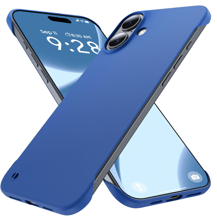 GRECAZO Slim Borderless for iPhone 16 Plus Phone Case 6.7"(2024) Ultra-Thin Lightweight Frameless Matte Hard PC Cover Case with Pull Ring Shockproof