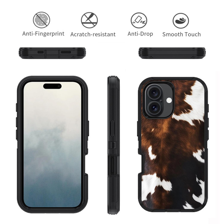 ZXHSBROK Designed for iPhone 16 Case, Military Grade Heavy Duty 3-Layer Shockproof Drop Phone Protective Cover for iPhone 16 (2024) 6.1 inch, Brown C