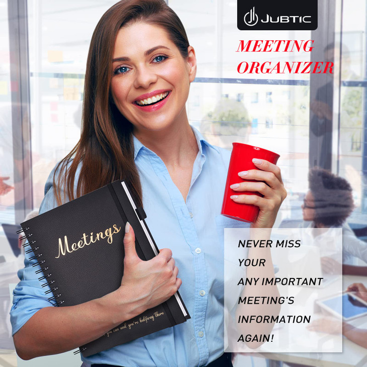 JUBTIC Meeting Notebook for Work with Action Items - Project Planner,Spiral Meeting Planner Meeting Notes Notebook for Work Organition, Note Taking,