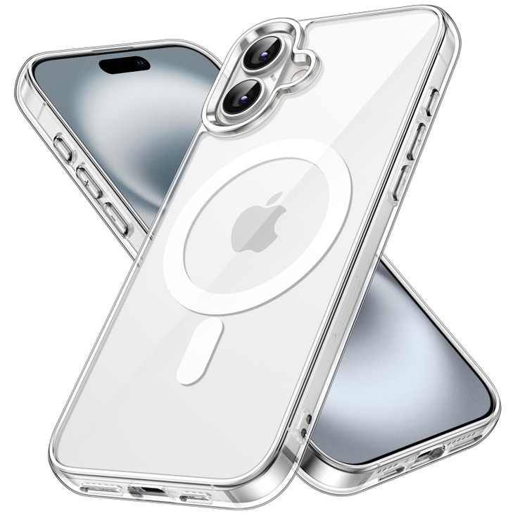 JETech Magnetic Case for iPhone 16 Plus 6.7-Inch Compatible with MagSafe, Shockproof Phone Bumper Cover, Anti-Scratch Clear Back (Clear)