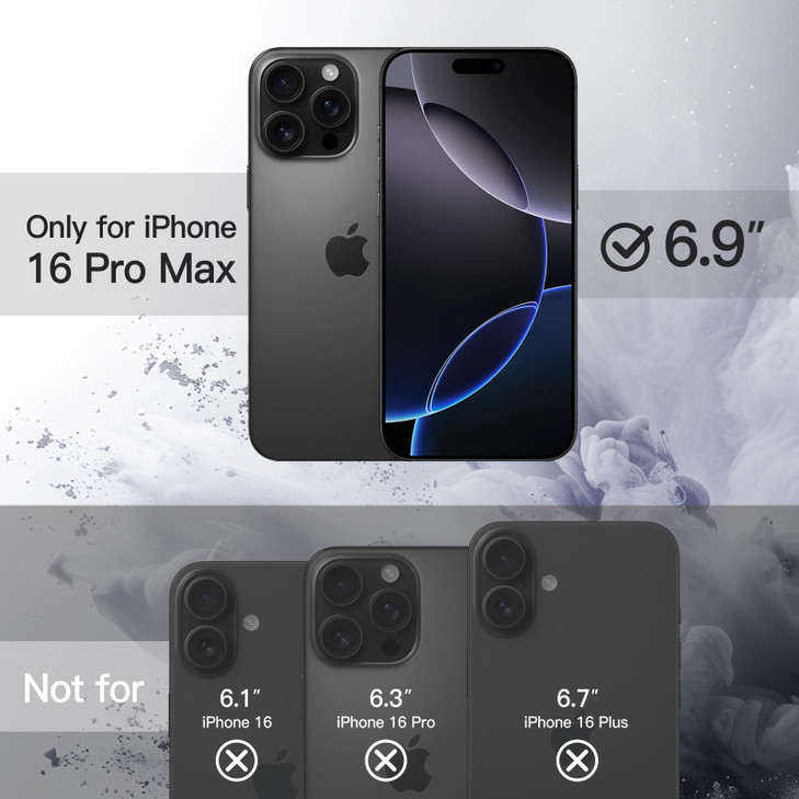 JETech Case for iPhone 16 Pro Max 6.9-Inch, Shockproof Phone Bumper Cover, Solid Color Matte TPU Frame, Anti-Scratch Clear Back (Black)