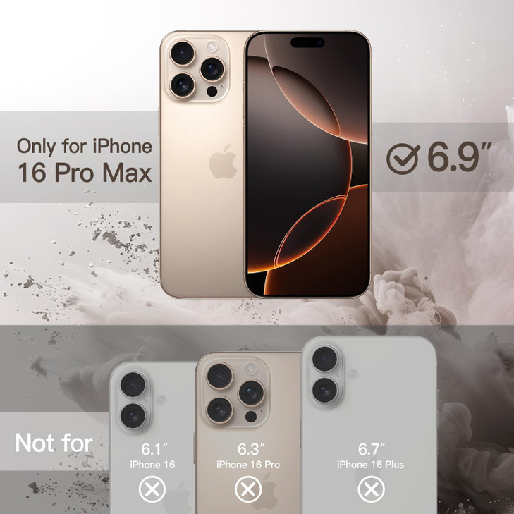 JETech Case for iPhone 16 Pro Max 6.9-Inch, Shockproof Phone Bumper Cover, Solid Color Matte TPU Frame, Anti-Scratch Clear Back (Desert Titanium)