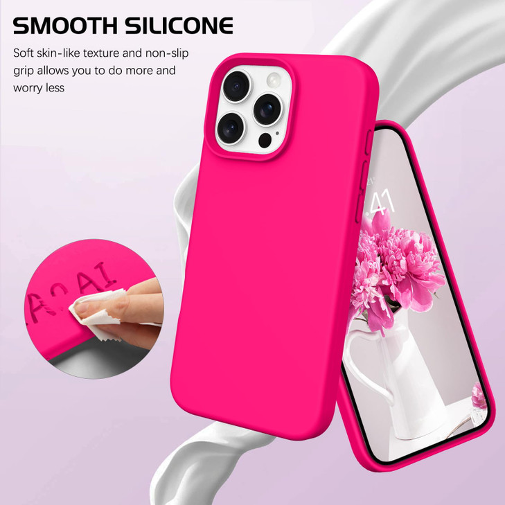 DOMAVER Case for iPhone 16 Pro Max 6.9'' Smooth Liquid Silicone Soft Gel Rubber Microfiber Lining Cushion Cover Shockproof Protective Phone Cases Com