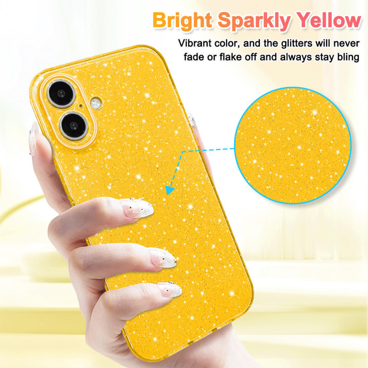 Hython Case for iPhone 16 Case Glitter Cute Sparkly Shiny Bling Sparkle Phone Cases 6.1", Thin Slim Fit Soft TPU Bumper Shockproof Rubber Protective