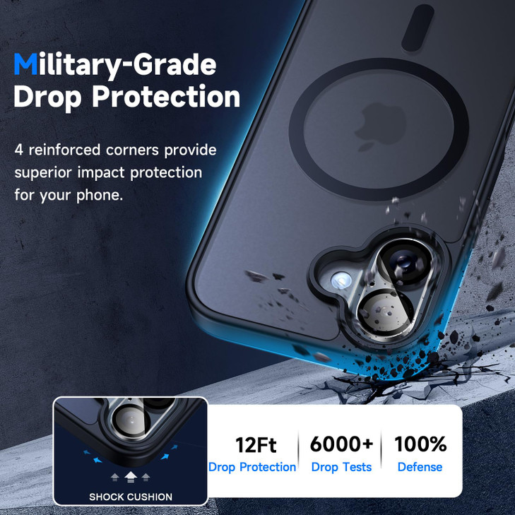 seacosmo for iPhone 16 Case, [2X Screen Protectors & Camera Lens Protectors] [Compatible with MagSafe] 12FT Military Grade Drop Tested Protection, Sl