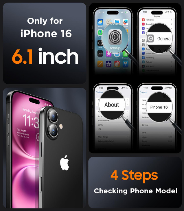 SPIDERCASE Designed for iPhone 16 Case, Magnetic Translucent [2+Full Coverage Tempered Glass Screen Protector] [Full Camera Protection] Anti-Fingerpr