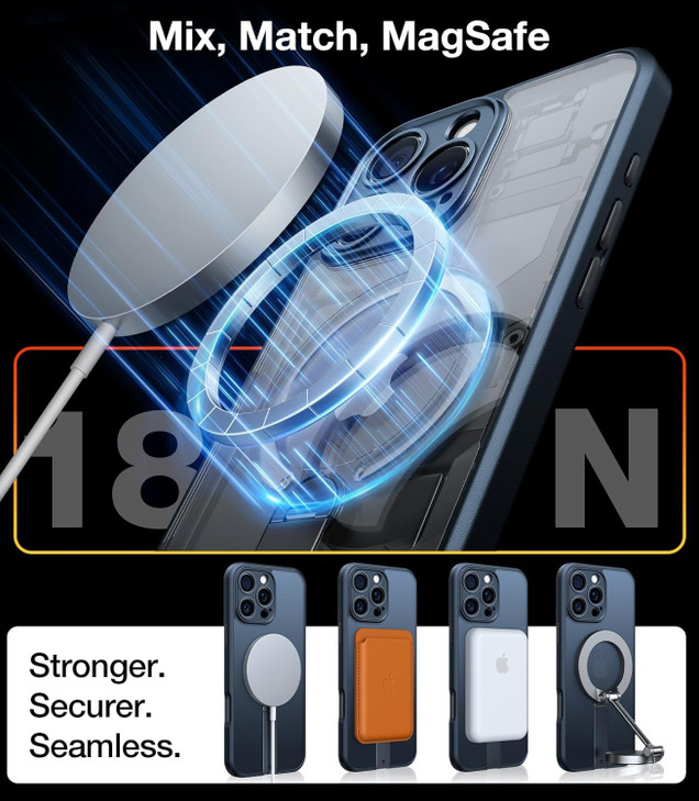 TORRAS Upgraded 360 Rotable Stand Magnetic Shockproof for iPhone 16 Pro Case with Full Camera Protection, Fit for MagSafe, 16FT Mil-Grade Shockproof