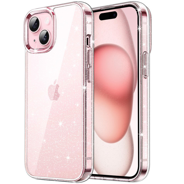 JETech Glitter Case for iPhone 15 Plus 6.7-Inch, Bling Sparkle Shockproof Phone Bumper Cover, Cute Sparkly for Women and Girls (Clear)