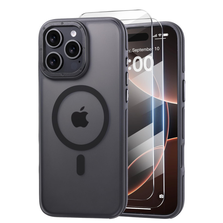 Sancable Strong Magnetic for iPhone 16 Pro Max case?Compatible with fit MagSaf?[2 Tempered-Glass Screen Protectors]?Shockproof Slim Thin Cover case f