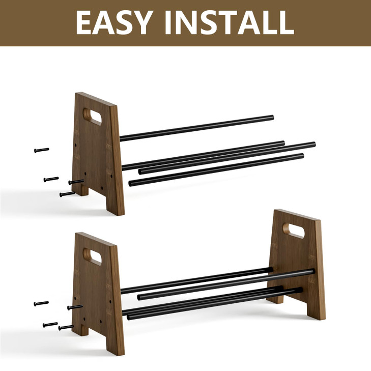 Desktop Bookshelf Organizer, Wood Rustic Slanted Desk Bookshelf, Small Tabletop Book Rack, Portable Save Space Bookcase for Book Display Home Office