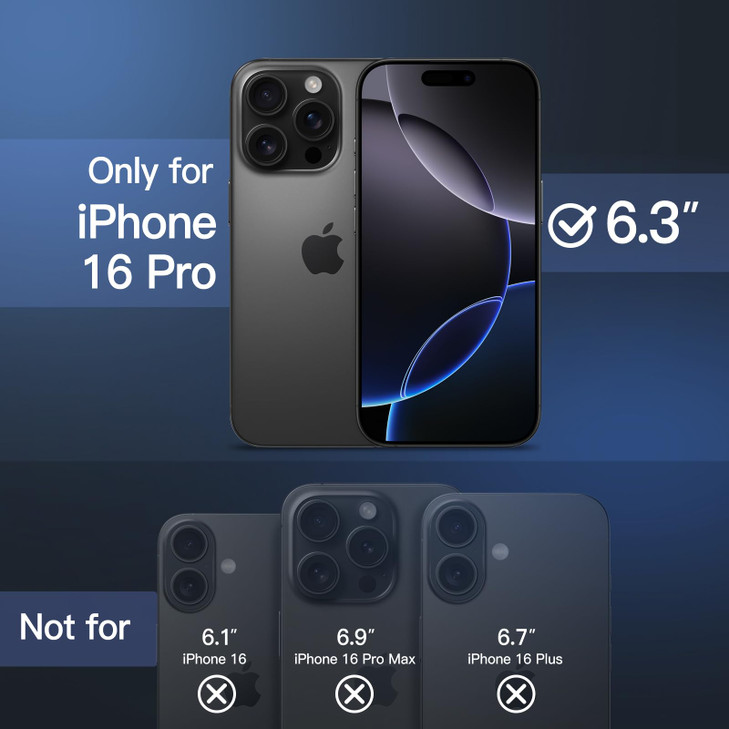 JETech Matte Case for iPhone 16 Pro 6.3-Inch, Shockproof Military Grade Drop Protection, Frosted Translucent Back Phone Cover, Anti-Fingerprint (Blac