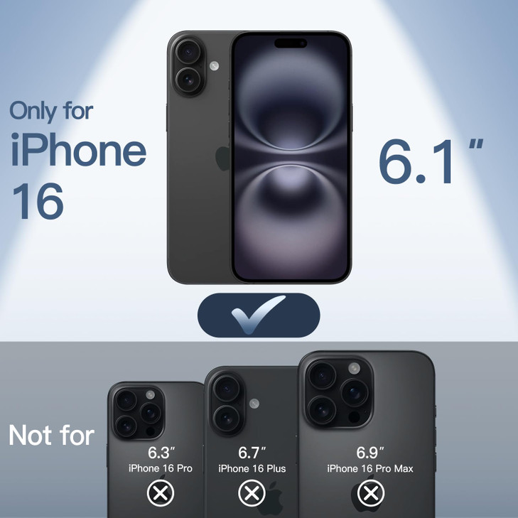 JETech Ultra Slim Case for iPhone 16 6.1 inch, Camera Lens Full Protection, Lightweight Matte Finish PP Hard Minimalist Cover (Black)