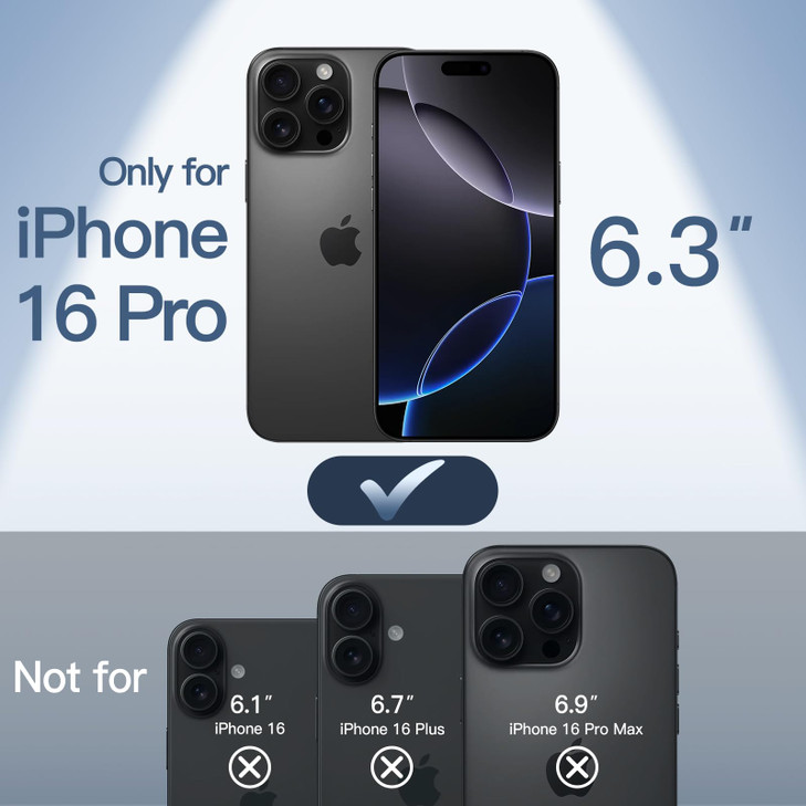 JETech Ultra Slim Case for iPhone 16 Pro 6.3 Inch, Camera Lens Full Protection, Lightweight Matte Finish PP Hard Minimalist Cover (Black)