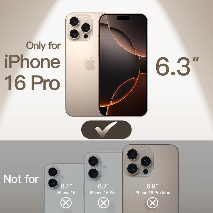 JETech Ultra Slim Case for iPhone 16 Pro 6.3-Inch, Camera Lens Full Protection, Lightweight Matte Finish PP Minimalist Cover (Desert Titanium)