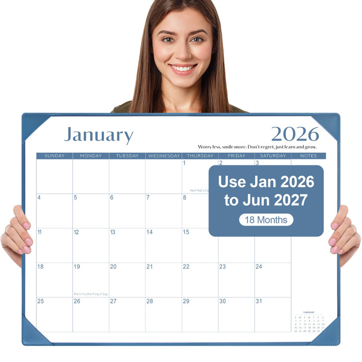 Gannyfer Desk Calendar 2026 with Desktop Mat, Simplified Large 22" x 17" Desktop Pad Calendar, 18 Month Desk Calendar 2026-2027, Use Jan 2026 to Jun