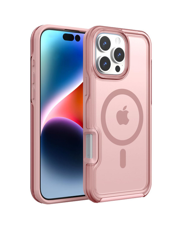 ArtsEvo Strong Magnetic for iPhone 16 Pro Max Case, Compatible with MagSafe, 360° Military-Grade Protection, Slim Translucent Matte Phone Case, Pink