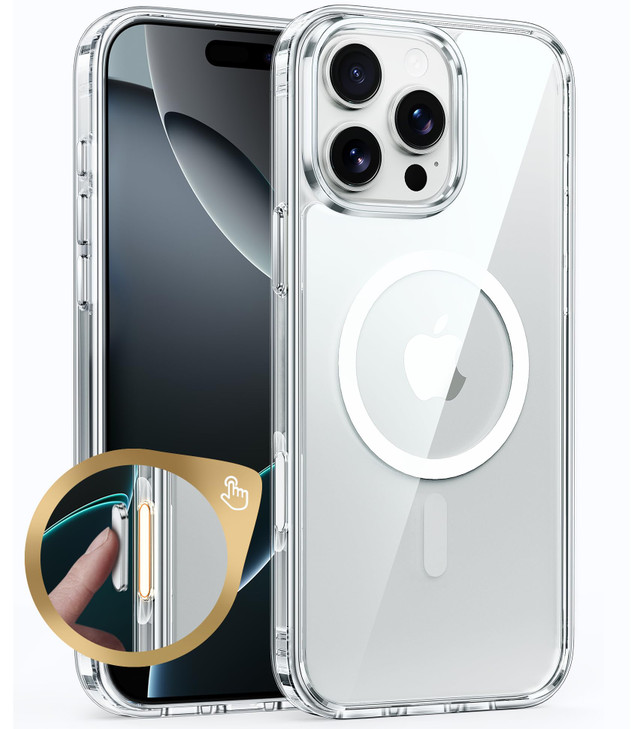 FNTCASE for iPhone 16 Pro-Max Case: Clear Magnetic Phone Cases Compatible with Magsafe Slim Anti Yellowing Military Grade Drop Rugged Protective Tran