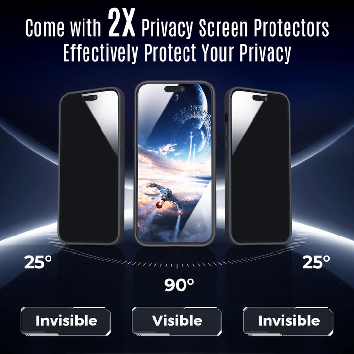 Symcele Designed for iPhone 14 Pro Case, Compatible with MagSafe, with Privacy Screen Protectors X2, [Camera Protection] [15FT Military Drop Protecti
