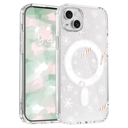 LuminousGuard for iPhone 16 Case, Compatible with MagSafe, Cute Christmas Snowflake Magnetic Phone Case, Clear Soft Slim Fit Shockproof Protective Co