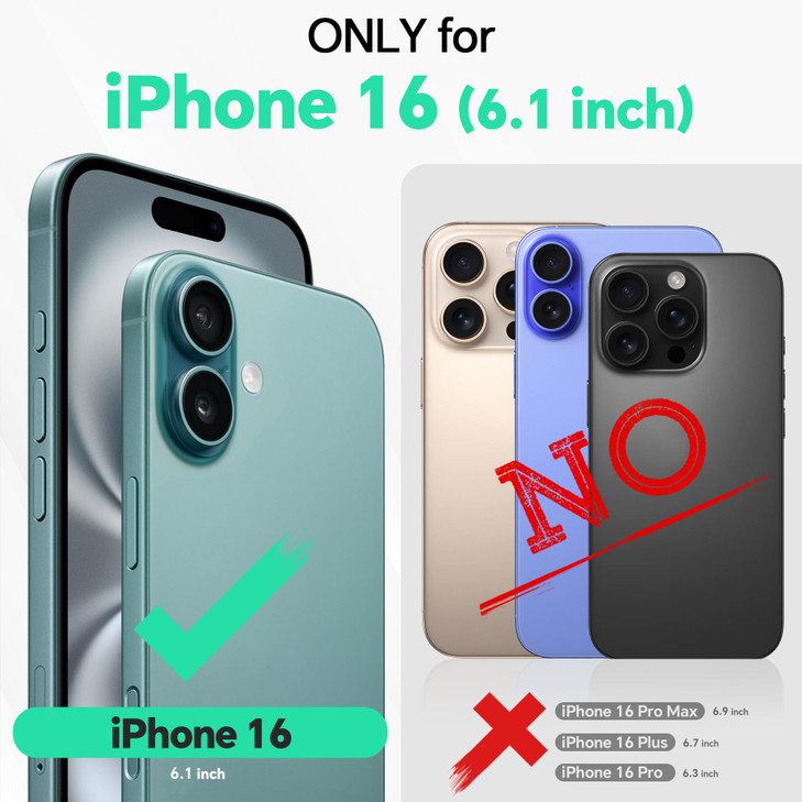 TUCCH Case for iPhone 16, Detachable Wallet with [Wireless Charging] RFID Blocking 4 Card Holder, Removable Stand PU Leather Flip Shockproof Phone Co