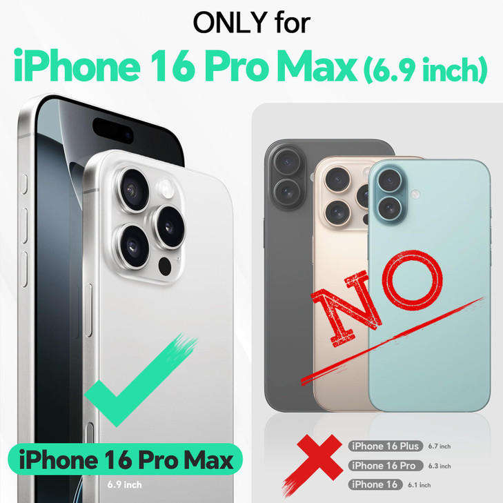 TUCCH Wallet Case for iPhone 16 Pro Max, [Removable] 2 in 1 [Wireless Charging] RFID Blocking [4 Card Slots] PU Leather Cover, Magnetic Detachable St