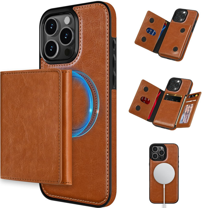 LOHASIC for iPhone 16 Pro Max Case Wallet, 6 Card Holder, RFID Blocking, Compatible with MagSafe, Detachable Portfolio Back PU Leather ProMax Phone C