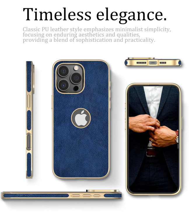 LOHASIC for iPhone 16 Pro Max Leather Case, Logo View, Luxury Elegant Phone Cover Designed for Men Women, Anti-Slip Grip Protective TPU Bumper, 6.9 I