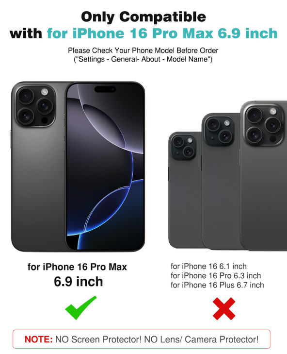 Jelanry for iPhone 16 Pro Max Case, Compatible with MagSafe & Rugged Shockproof Drop Protection, Anti Scratch/Fingerprint Matte Back Cover Bumper Pho