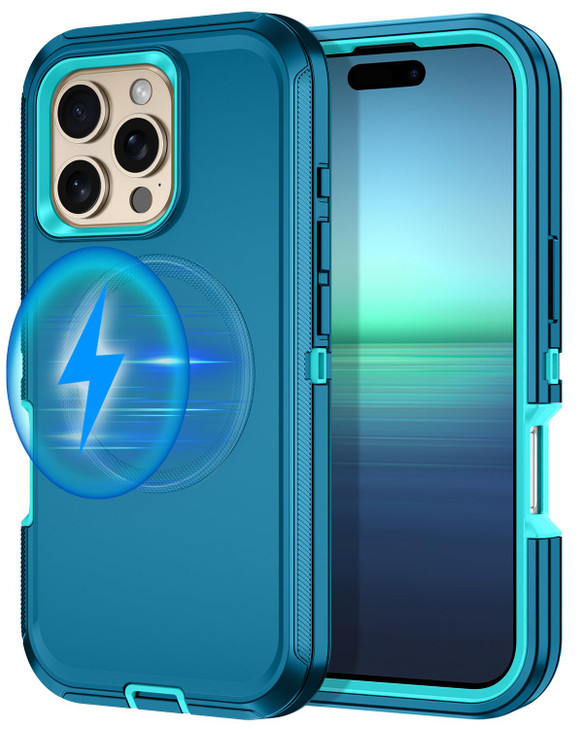 I-HONVA for iPhone 16 Pro Case [Compatible with MagSafe] Shockproof 3-Layer Full Body Protection [Without Screen Protector] Rugged Heavy Duty Cover C