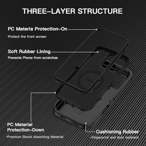 I-HONVA for iPhone 16 Pro Max Case [Compatible with MagSafe] Shockproof 3-Layer Full Body Protection [Without Screen Protector] Rugged Heavy Duty Cov