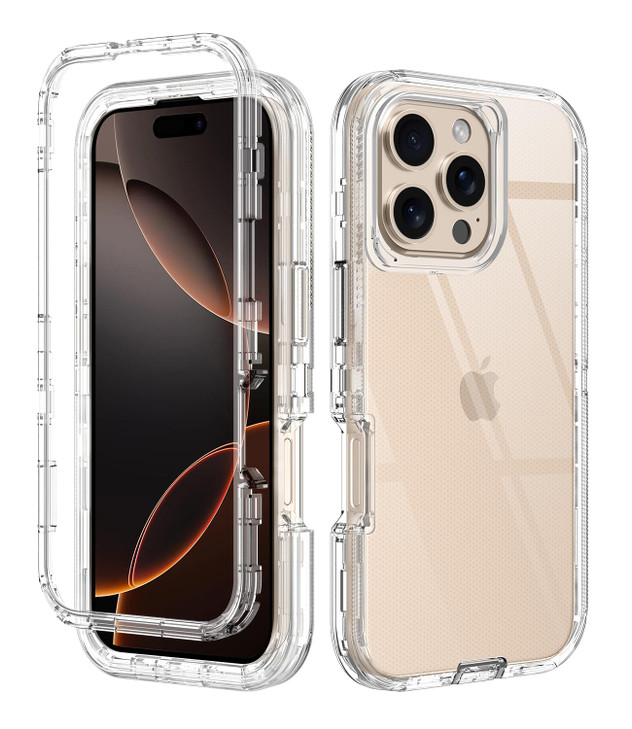 I-HONVA for iPhone 16 Pro Max Case Clear [Non Yellowing] Shockproof Dust/Drop Proof 3-Layer Protection [Without Screen Protector] Rugged Heavy Duty C