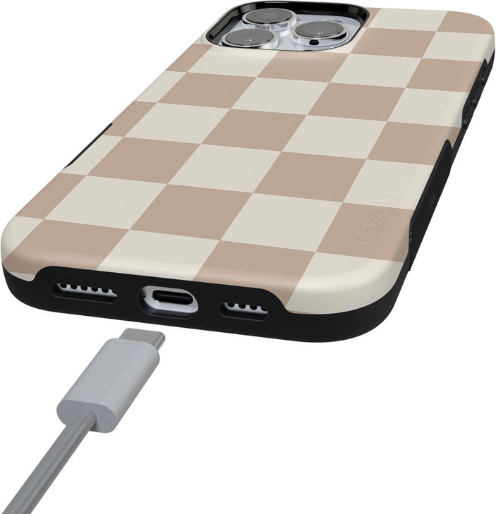 Casely iPhone 16 Pro Max Case | Fit Check | Neutral Checkerboard | Bold Protective Design | Compatible with MagSafe